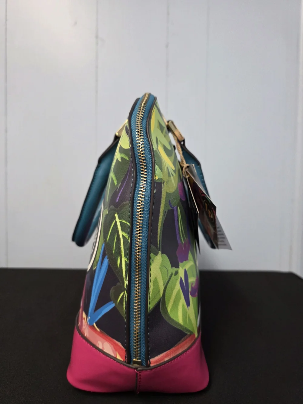La Philipe Miami Floral Illustration Dome Satchel - Pink/Teal